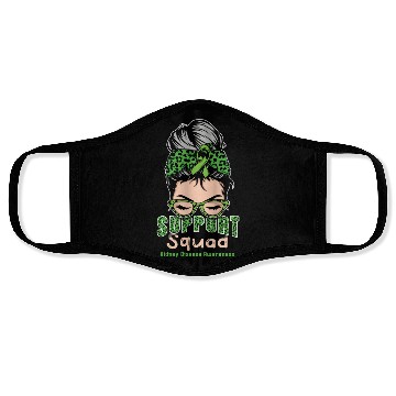 Discover Support Squad Green Kidney Disease Awareness Month Face Masks