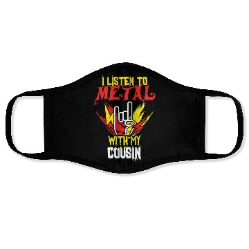 Discover Metal With Cousin Metal Kid Music Lover Rocker Face Masks