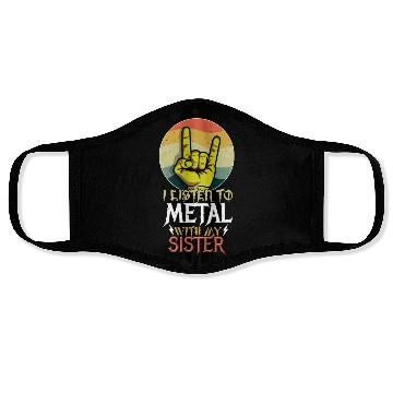 Discover Metal With Sister Metal Kid Music Lover Rocker Face Masks