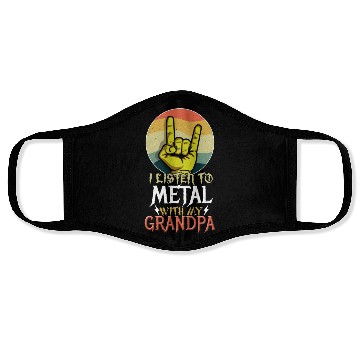 Discover Metal With Grandpa Metal Kid Music Lover Rocker Face Masks