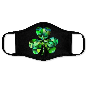 Discover Green Gradation Stained Glass Irish Clover Face Masks