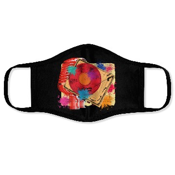 Discover Vintage Vinyl Microphone Turntable DJ 80s 90s Musi Face Masks