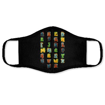Discover Dino Lover Alphabet Dinosaur Letters Face Masks