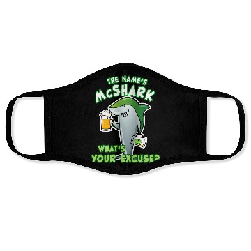 Discover St Patricks Day Shark Funny Beer Drinking Face Masks