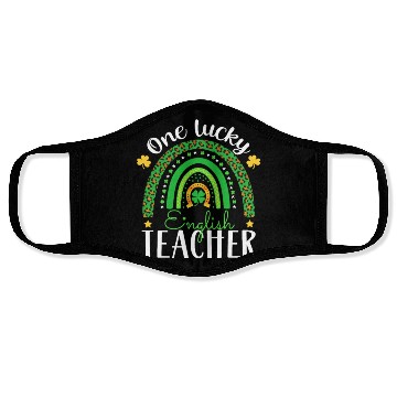 Discover One Lucky English Teacher funny St Patrick's day Face Masks