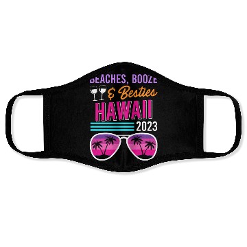Discover Beach Booze Besties Hawaii Vacation Spring Break Face Masks
