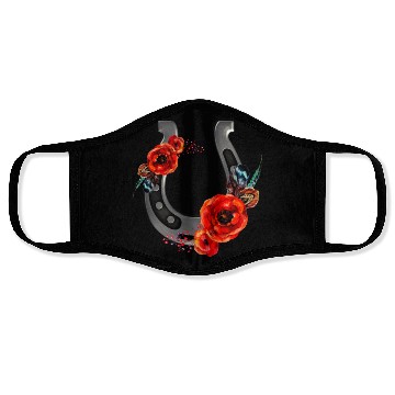 Discover Floral Horseshoe With Poppies Face Masks
