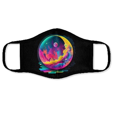 Discover Neon Abstract Watercolor Moon Face Masks