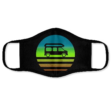 Discover Camper Van Retro Sunset Vintage sun camping Face Masks
