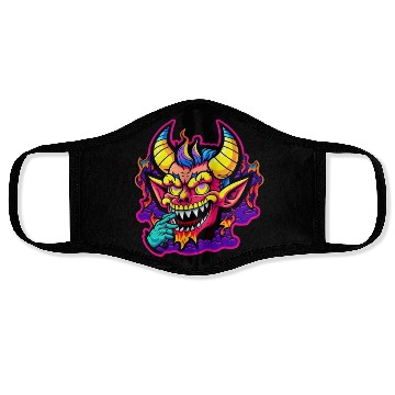 Discover 90's Style Neon Cartoon Crazy Devil Face Masks