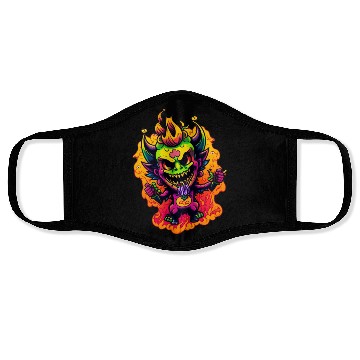 Discover 90's Style Neon Cartoon Crazy Devil 2 Face Masks