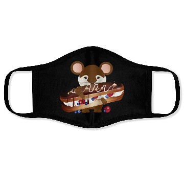 Discover cute mouse with delicious chocolate eclair Face Masks