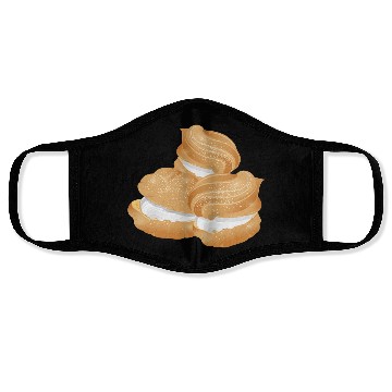 Discover Illustration of three stuffed cream puffs Face Masks