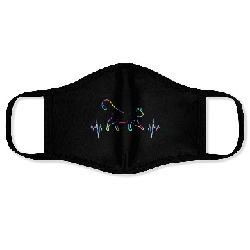 Discover Cat Lover multicolored cat heartbeat pulse lines Face Masks