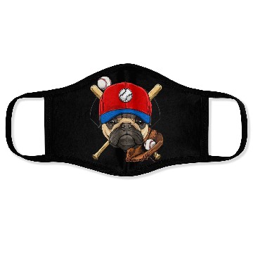 Discover Baseball Player Coach Pug Dog Lover Pug Mom Face Masks