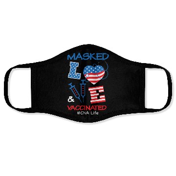 Discover Masked LOVE Vaccinated USA Flag 4th of July Gifts Face Masks
