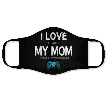 Discover Funny Gamer I Love Mom Video Games Gaming Face Masks
