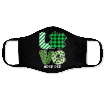 Discover Love Pop Pop Green Plaid Leopard Shamrock Face Masks