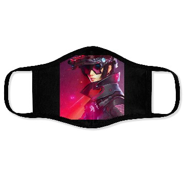 Discover Cyberpunk Girl red Neon light Face Masks