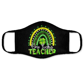Discover Rainbow Leopard One Lucky Teacher St Patricks Day Face Masks