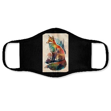 Discover Fox watercolor woodland forest animal wild animal Face Masks