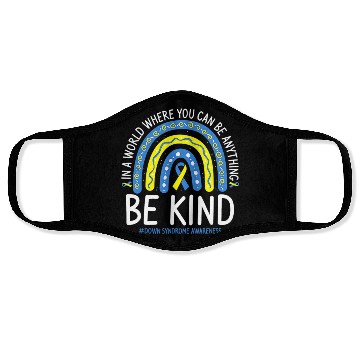 Discover Be Kind Rainbow World Down Syndrome Awareness Day Face Masks