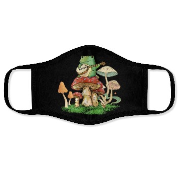 Discover Frog Playing Instrument On Mushroom Face Masks