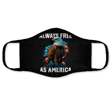 Discover Always Free as America American Bald Eagle USA Face Masks