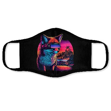 Discover Retro Futuristic Synthwave Fox Face Masks