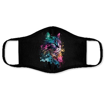 Discover Smoky Colorful Cat Design "Rainbow" Face Masks