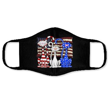 Discover 3 Cats Kitten American Flag Cat Lover Face Masks