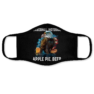 Discover Baseball Hotdogs Apple Pie Beer Drinker Patriotic Face Masks