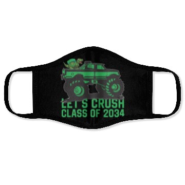 Discover Lets crush class of 2034 dark green vehicle sketch Face Masks