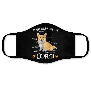 Discover Anatomy Of A Corgi Funny Corgi Dog Lover Pet Owner Face Masks