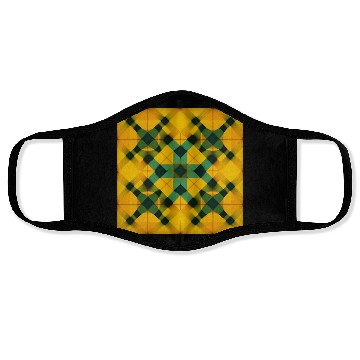 Discover Sunny Yellow Tartan Design Face Masks