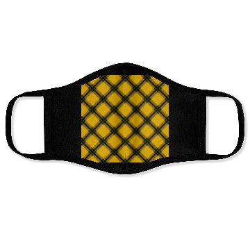 Discover Tartan Touch A Yellow and Black Pattern Face Masks