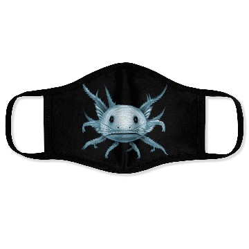 Discover axolotl staring at you - blue version Face Masks