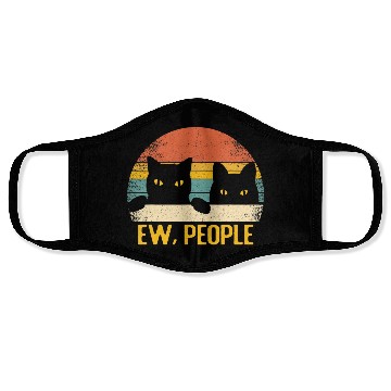 Discover Ew People Black Cat Vintage Retro â Funny Cat T Sh Face Masks