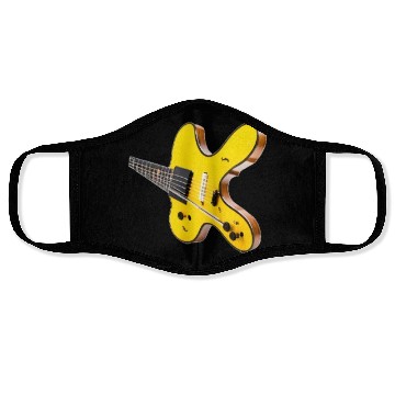 Discover yellow tilted guitar Face Masks