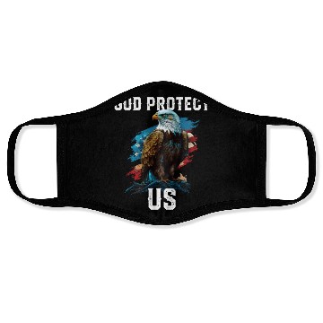 Discover God Protect US American Bald Eagle Christian 4th Face Masks