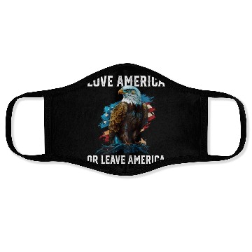 Discover Love America Or Leave America Patriotic USA Flag Face Masks