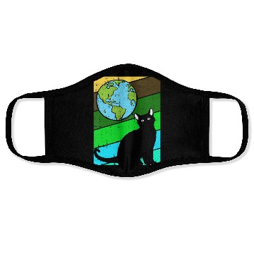 Discover Black Cat Earth Day Retro Kitten Lover Environment Face Masks