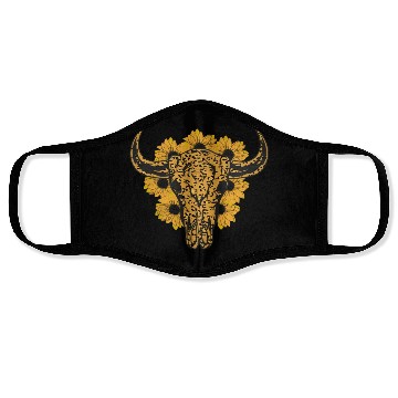 Discover Bull Skull Sunflower Face Masks