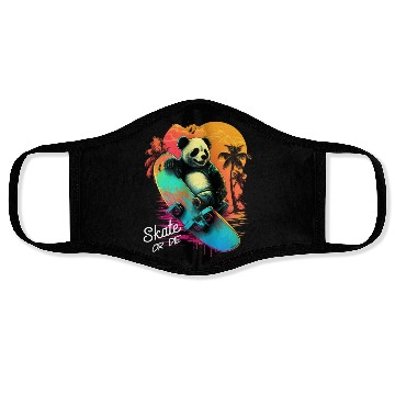 Discover Cool Retro Panda Skateboard Neon Gift Face Masks