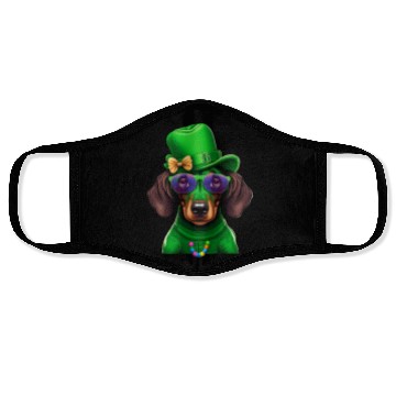Discover St. Patricks Day Dachshund Wiener Dog Shamrock Face Masks