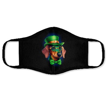 Discover St. Patricks Day Dachshund Wiener Dog Shamrock Face Masks