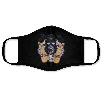 Discover The monkey with skateboard Face Masks