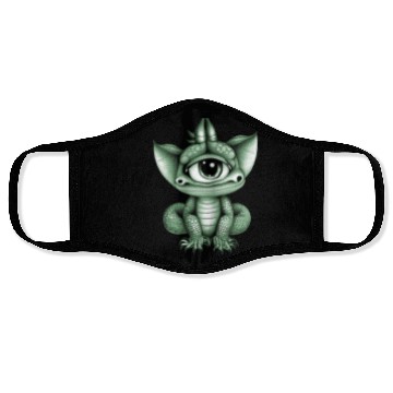 Discover cute adorable one eyed dragon green Face Masks