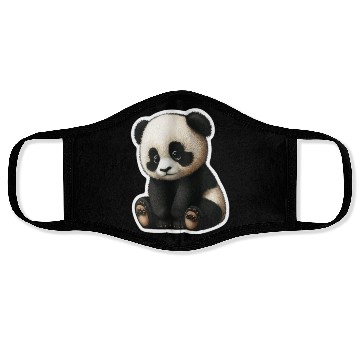 Discover Cute little Panda playing design Face Masks