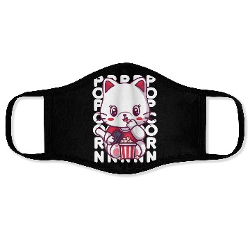 Discover Cat Eating Popcorn Face Masks